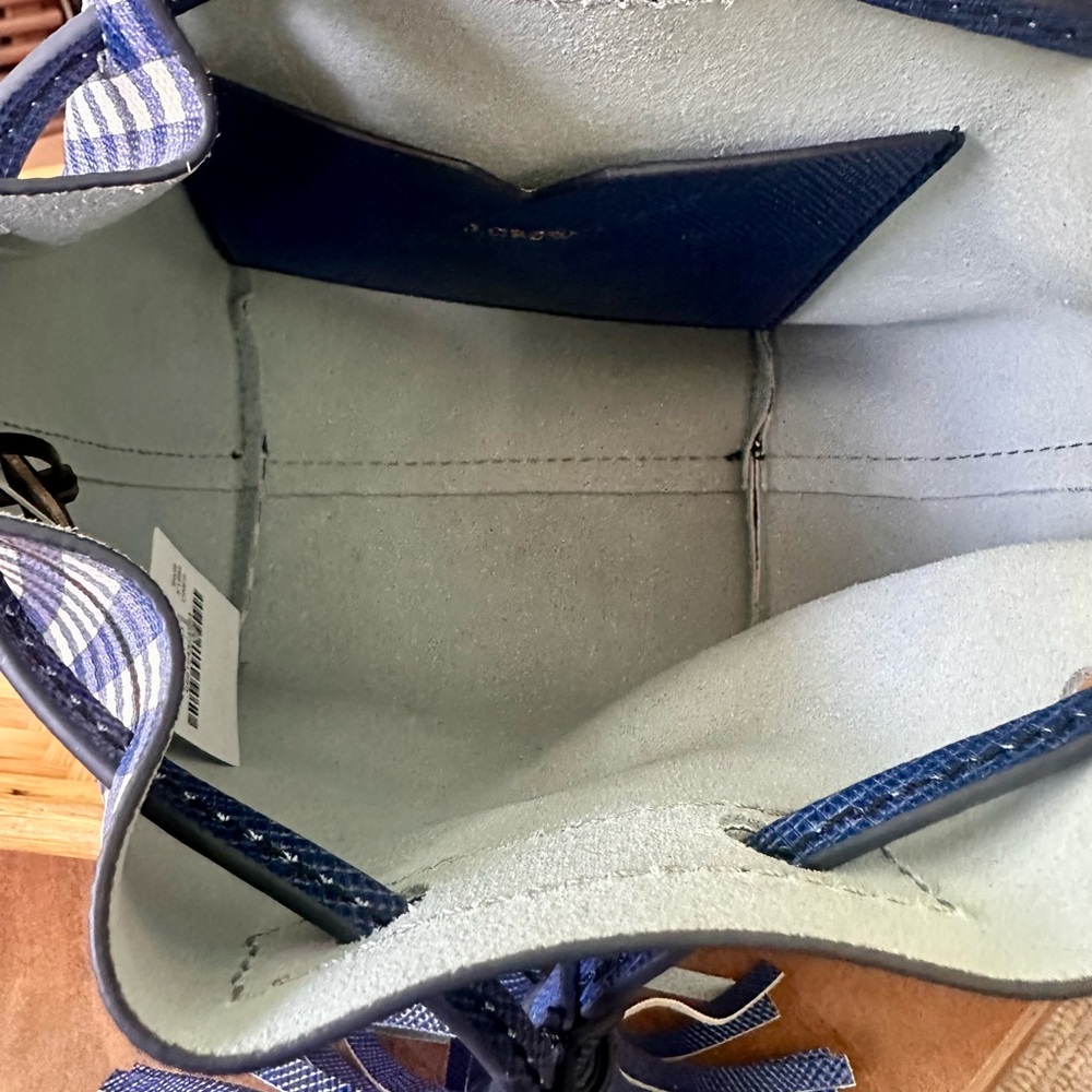 J.Crew Blue Gingham Bucket Bag with Tassel- NWT - Picture 5 of 5